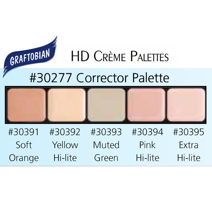 Graftobian HD Creme Palette Correctors - Light Color Chart