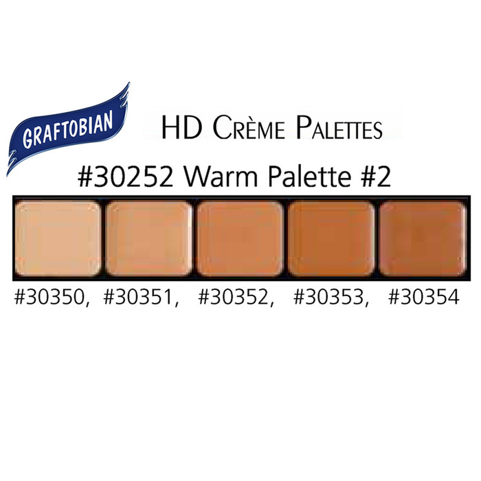 Graftobian HD Creme Palette Warm 2 Color Charts