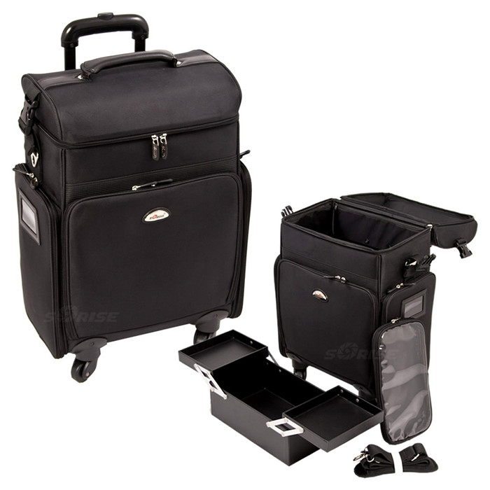 Sunrise Makeup Rolling Case, Black Nylon
