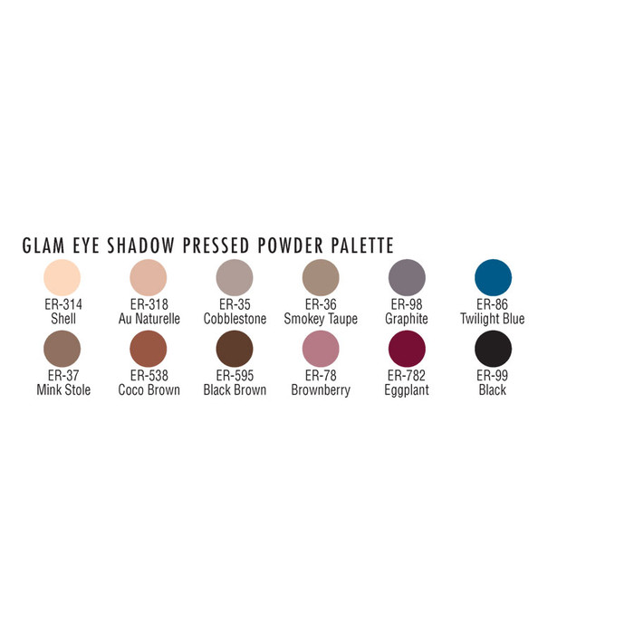 Ben Nye Glam Shadow Palette Color Chart