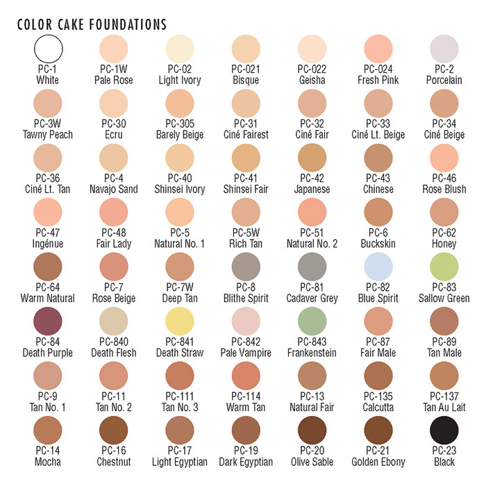 Ben Nye Color Cake Foundation Colors