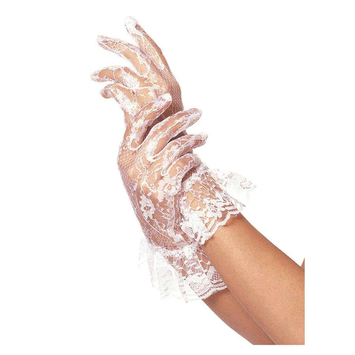 Wrist Length Lace Glove with Ruffle