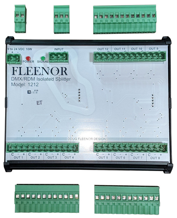 Doug Fleenor Design 1 to 12 DMX/RDM Isolated Splitter with JBOX and Power Supply