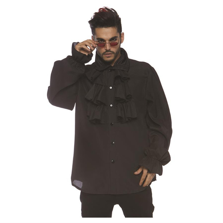 Men's Ruffle Front Shirt - Black - Norcostco