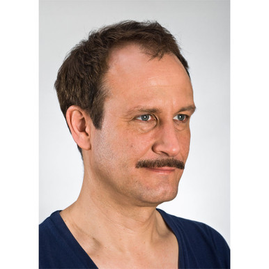 Kryolan Mustache (Style 09213) in Brown. Sold by Norcostco.