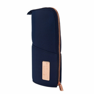 Bdellium Golden Triangle Stand Up Pouch in Blue. Sold by Norcostco.