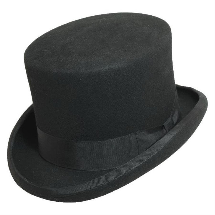 Wool Felt Black Top Hat - 5.5" Crown