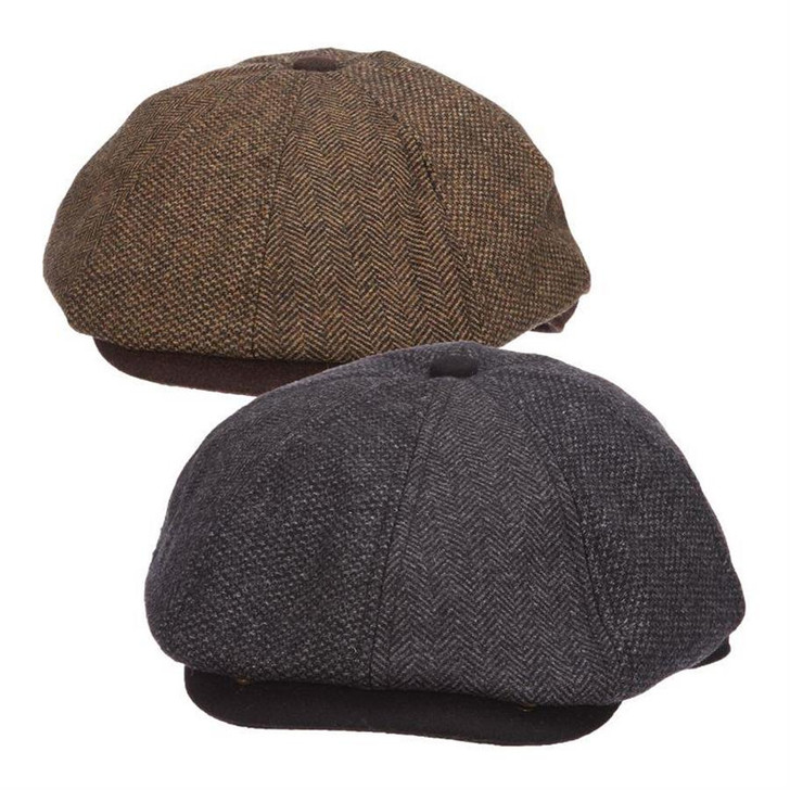 Wool Blend Newsboy Cap - Brown