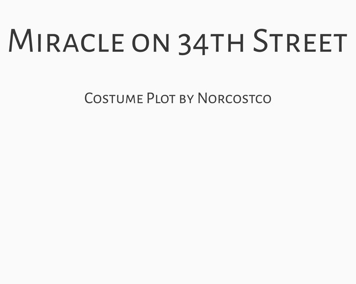 Miracle on 34th Street Costume Plot | by Norcostco