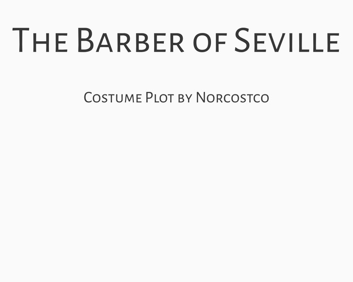 The Barber of Seville Costume Plot | by Norcostco