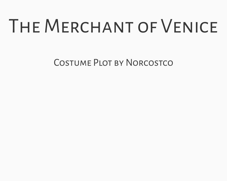 The Merchant of Venice Costume Plot | by Norcostco