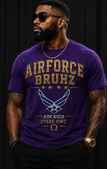 Air Force Bruhz — Premium Military Collection

Service. Brotherhood. Excellence.

The Air Force Bruhz design honors the men who carry the pride of brotherhood while answering the call to serve. Combining military-inspired details with rich Royal Purple and Old Gold, this design represents discipline, commitment, excellence, and the bonds formed through both service and fraternity.

Created with the elevated Twin Light aesthetic, it offers a bold yet refined way to represent two traditions built on leadership, sacrifice, achievement, and brotherhood.

Whether worn on base, at a chapter event, homecoming, reunion, or simply as an everyday statement piece, Air Force Bruhz represents those who serve with purpose and stand with pride.

Purpose. Style. Legacy.