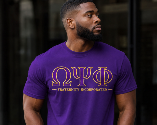 Omega Psi Phi Fraternity Incorporated Tee

Tradition doesn’t need an introduction.

Clean, bold, and unmistakably Omega, this design puts ΩΨΦ front and center in a refined Old Gold treatment against rich Royal Purple. The understated “Fraternity Incorporated” detail completes the look, creating a shirt that represents the brotherhood without needing anything extra.

Designed for the Bruh who appreciates a more classic, elevated style, this piece is easy to wear for chapter events, fraternity gatherings, homecoming, Queversaries, or simply representing Omega in everyday life.

Design Details

Prominent ΩΨΦ Greek lettering
Rich Royal Purple & Old Gold color combination
Clean, sophisticated fraternity-inspired design
Premium front-print placement
Made to order with attention to print quality and detail
A timeless addition to any Omega wardrobe

Faith. Brotherhood. Tradition. Omega.

Wear the letters with pride. Since 1911, the legacy speaks for itself.