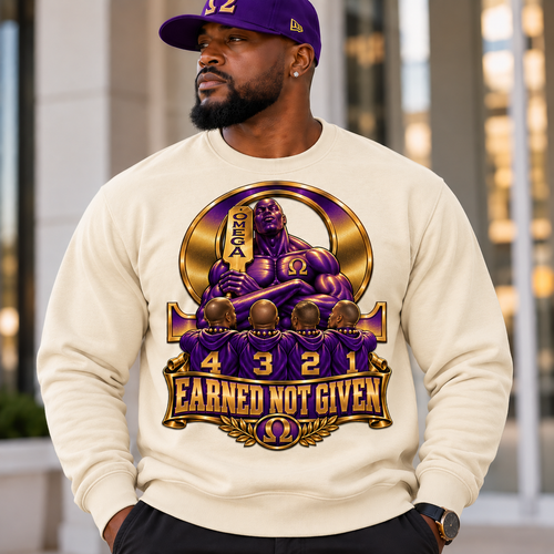 Omega Psi Phi — Earned Not Given

Some things can be handed to you. Brotherhood isn’t one of them.

The Earned Not Given design represents the journey, discipline, sacrifice, and brotherhood behind becoming a man of Omega Psi Phi. The imagery of those coming behind the Omega man serves as a reminder that every journey begins by following the path laid by those who came before—but ultimately, the letters must be earned.

Rendered in rich Royal Purple and dimensional Old Gold, this Twin Light design combines strength, tradition, and modern sophistication. The bold imagery and premium detailing make it a statement piece while honoring the legacy and bonds that extend far beyond the moment the journey is complete.

EARNED NOT GIVEN
The letters carry a legacy. Wearing them carries a responsibility.

Available on select T-shirts, long sleeves, crewneck sweatshirts, and hoodies.

Made to order. Please allow 5–7 business days for processing before shipment.

Twin Light Clothing Company — Made Different.