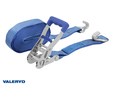 Ratchet tie down set 50mm with hook. Length 0,5+9,5m. 2500 daN [6600220]