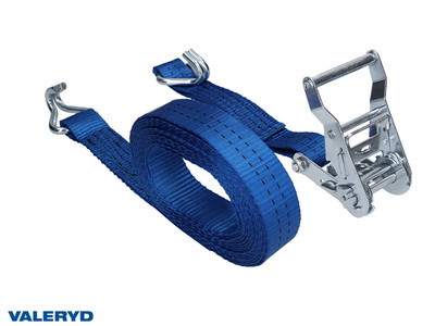 Ratchet tie down set 35mm with double J-hook. Length 0,3+5,7m. 1000Kg (daN) [6600123]