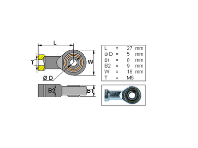 CF rod end ; L=27; M5