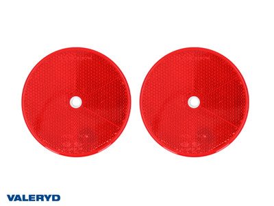 Round reflector 80 mm red self-adhesive and screw hole (2 pack) [3160043]