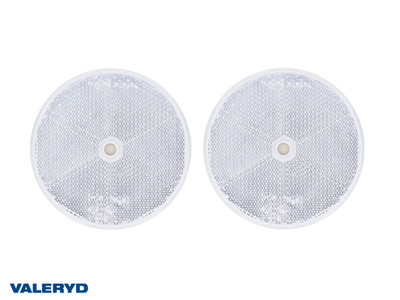Round reflector 80 mm white self-adhesive and screw hole (2 pack) [3160044]