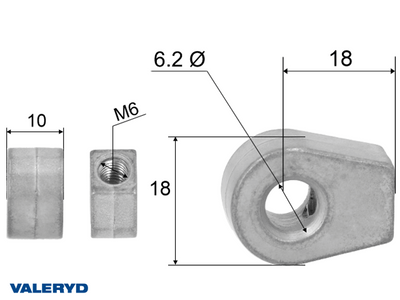 Hinge eye for gas spring; L=18; M6 [6820029]