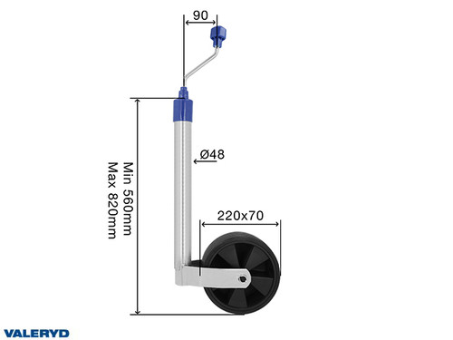 Jockey wheel Ø48 mm hot galvanized 150 kg 220x70 mm