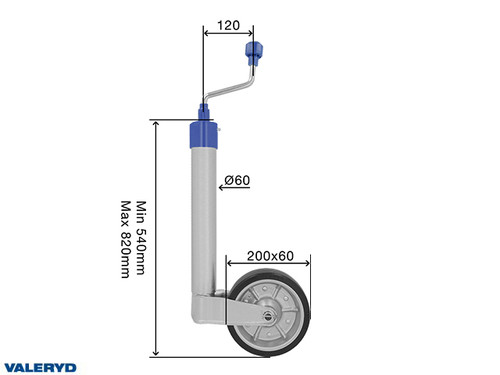 Jockey wheel Ø60 mm hot galvanized 500 kg 200x55 mm [6659007]