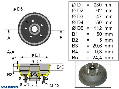 Brake drum 230x40 5x112 BPW/Peitz R234-76 [1097001]