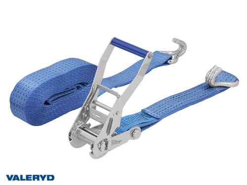 Ratchet tie down set 50mm with double J-hook. Length 0,5+7,5m. 2500 daN [6600229]