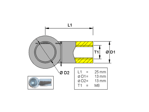Ball socket , Metal ; L=25; M8 [6820408]
