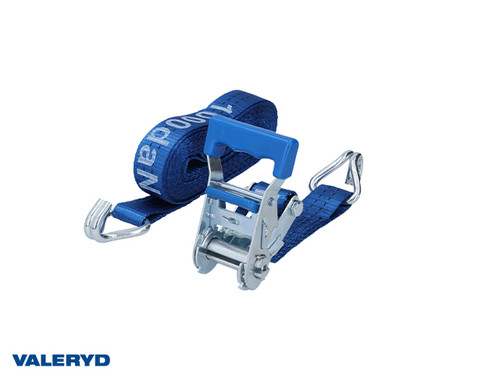 Ratchet tie down set 35mm with double J-hook. Length 6m, 1000 daN [6600128]