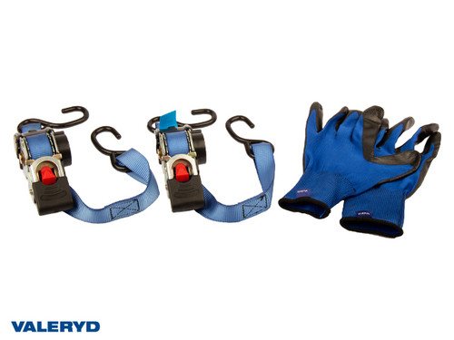 Ratchet tie down set Automatic with double J-hooks, coated. 2 pcs Length 1,8m. 250 daN [6600035]