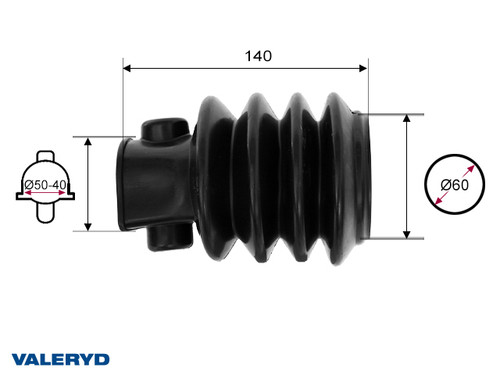 Rubber bellows fits BPW ZAF 1,0/1,5/2,0/2,8-2/3,0-3; 60x(50x40) L=140 [4020139]