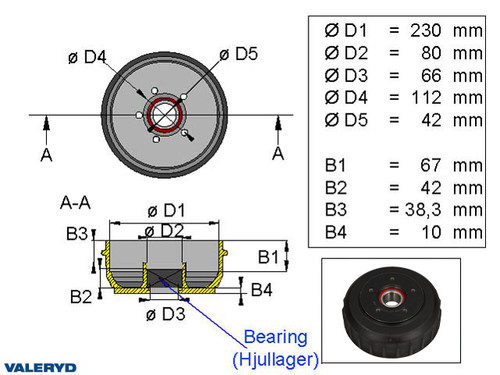Brake drum 230x60 5x112 fits AL-KO Euro Plus compact bearing [1090018]