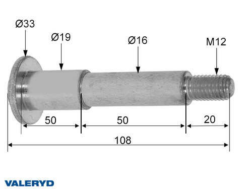Bearing bolt M12 for handbrake lever AL-KO  [2300100]