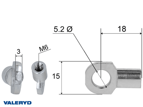 Hinge eye for gas spring; L=18; M5, max 150N [6820023]