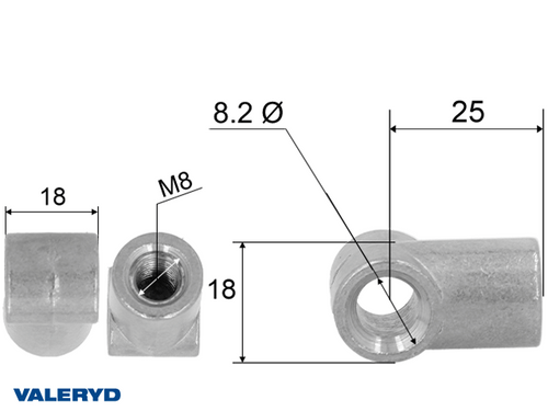 Hinge eye for gas spring; L=25; M8 [6820024]