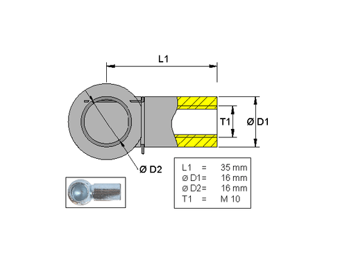 Ball socket , Metal ; L=35; M10 [6820412]