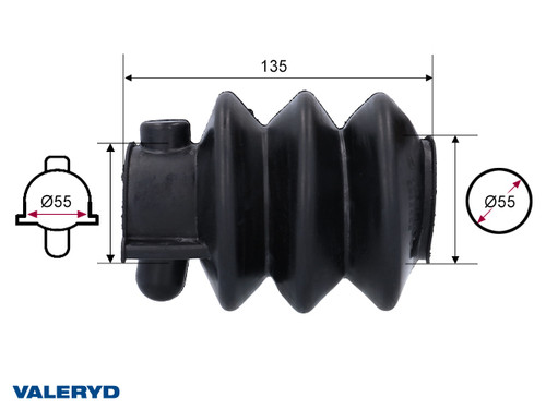Rubber bellows fits Knott/Avonride black 55/55 L=135 Width/Height at coupling head = 83.4/93.2 [2231102]