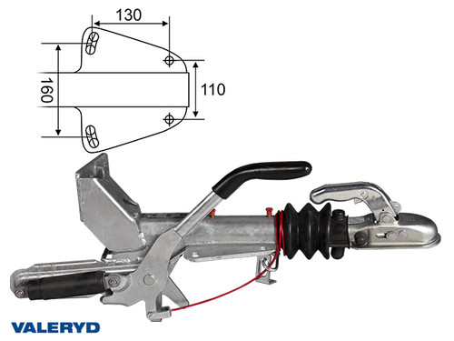 Overrun brake Knott, V, KFL12 vers. A, OE,  750-1300 Kg, with braket [2410036]