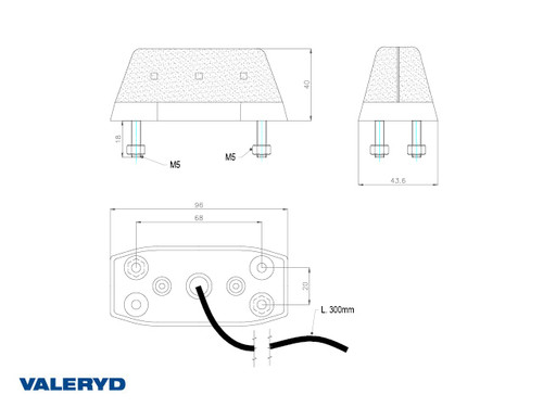 LED End outline marker white/red 12/24V 96x43.6x40mm 
