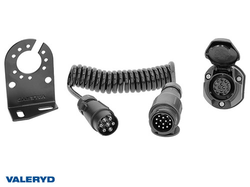 Cable set 13-7 pin with socket, coiled cable and holder Cable set 13-7 pin with socket, coiled cable and holder