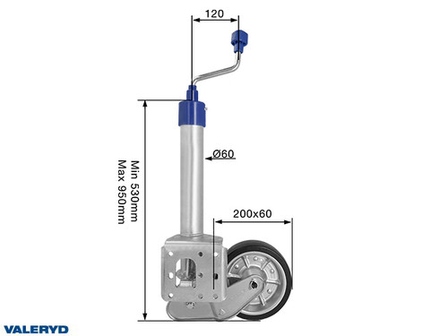 Jockey wheel Ø60 mm automatic hot galvanized 500 kg 200x55 mm [6659011]