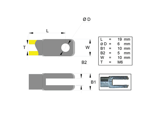 Fork head; L=19; M6 [6820106]