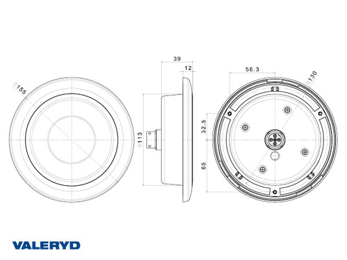 LED-Rücklicht SCANDI-313 chrom Valeryd Rechts/Links Ø155×39mm 12-36V, 1m Kabel