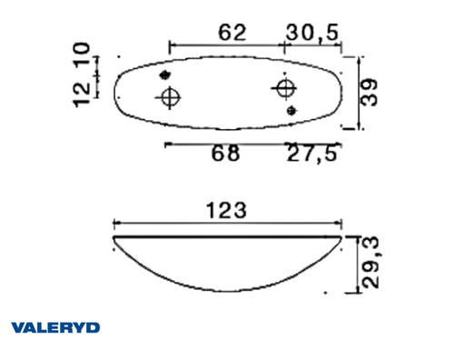 Aspöck Flexipoint II End outline marker Red/White 123x39x29.3mm with Cable [3230012]