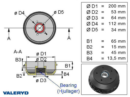 Brake drum WAP W205RS KPL 5x112 mm [1098037]