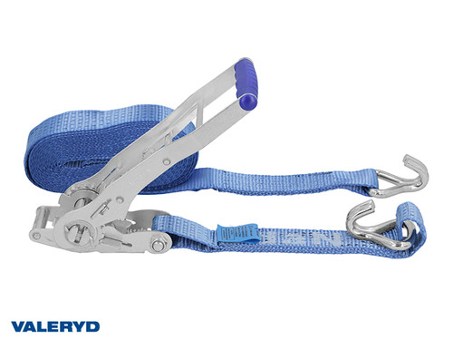 Ratchet tie down set 50mm with double J-hook, langer Griff Length 0,5+7,5m. 2500 daN