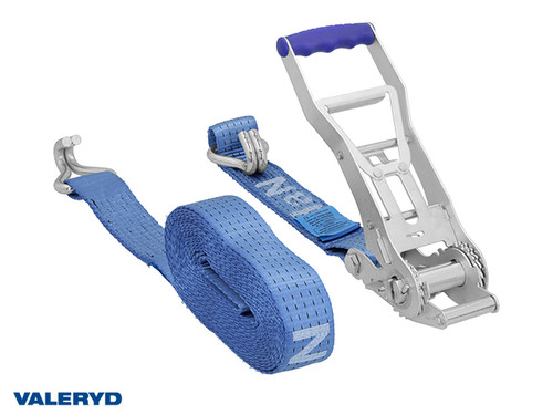 Ratchet tie down set 50mm with double J-hook, langer Griff Length 0,5+7,5m. 2500 daN