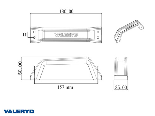 Grab handle 180x35mm black (2 pack) [6710001]