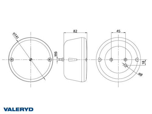 Tail light Ø141x82 Left with number plate light  [3010097]